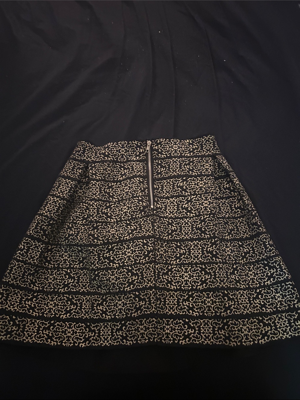 Guess Black and Cream Printed Skater Skirt